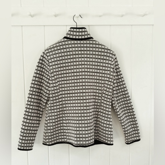 Coldwater Creek Wool Blend Fleece Mock Neck Zip Up Geometric Women Small Warm - Picture 9 of 14